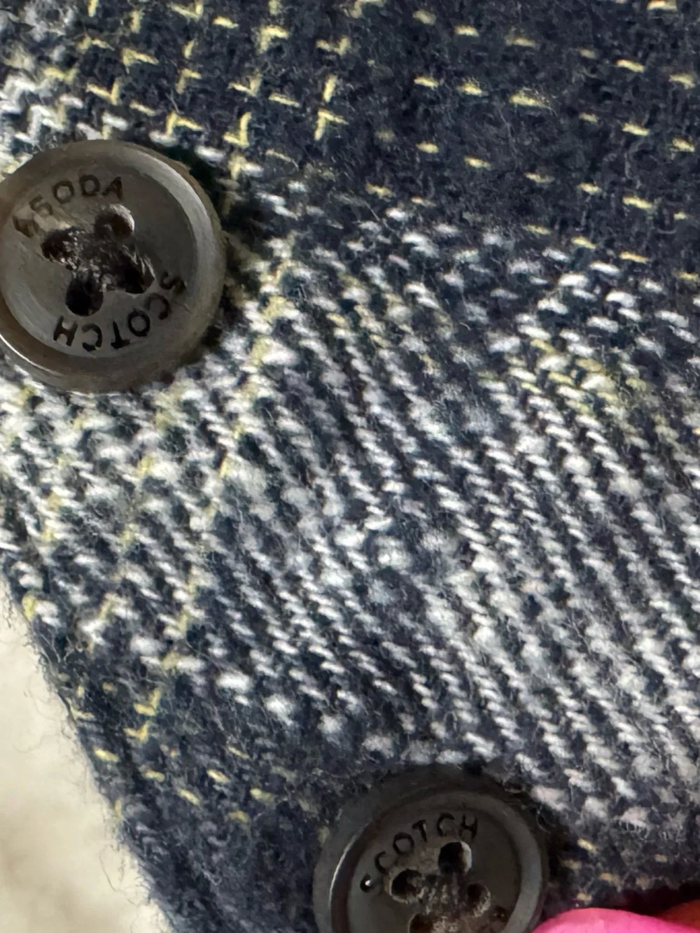 Scotch & Soda Navy and White Plaid Flannel Long Sleeved Top